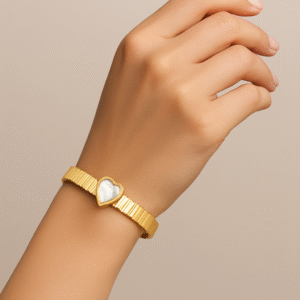 Heart Design Gold Plated Kada – Elegant & Adjustable
