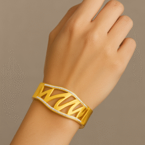 Gold Plated Zig-Zag Cut Kada with Diamond Edge Finish