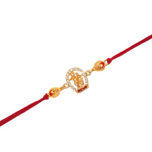 Radha Krishna Designer Rakhi – Gold Finish with Stone Work