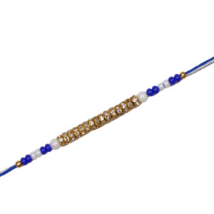 Blue & Golden Designer Rakhi – Premium Beaded Thread for Brother
